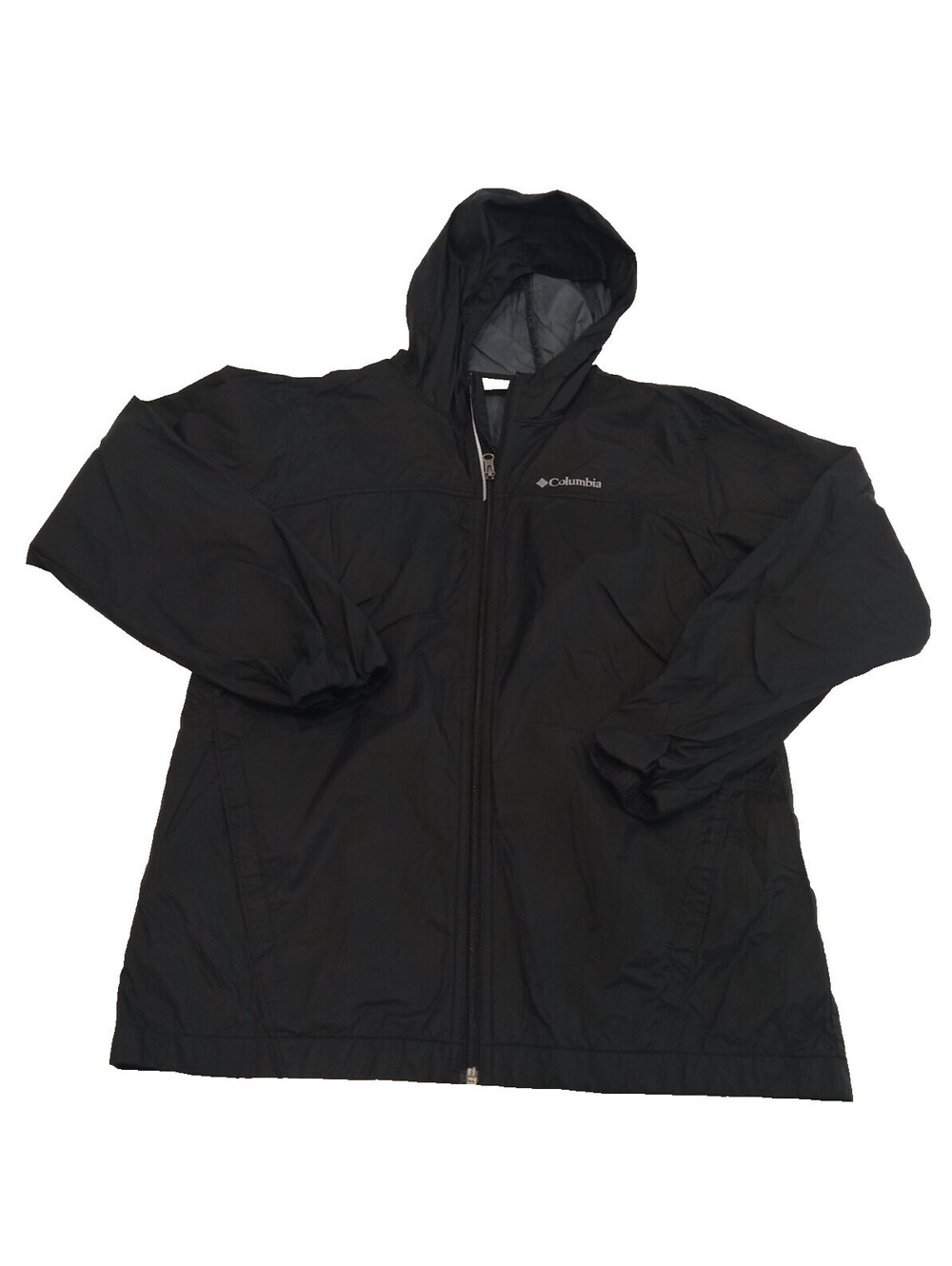 Columbia Glennaker Rain Jacket Boys XL Black Waterproof Hooded Full Zip Shell